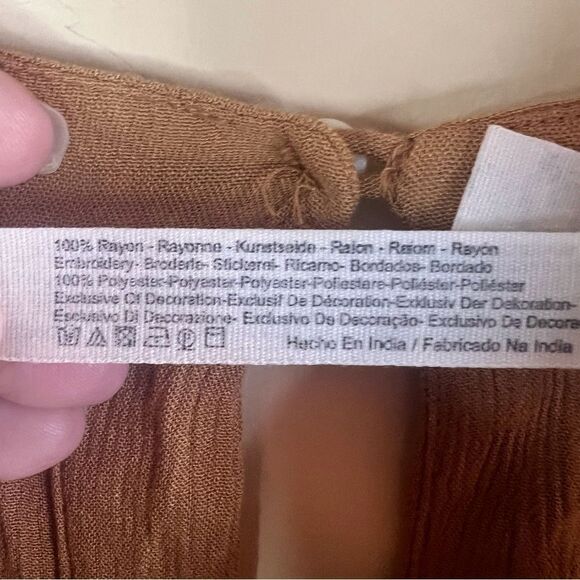 Free People Tan and Blue Embroidered Romper - Picture 6 of 6